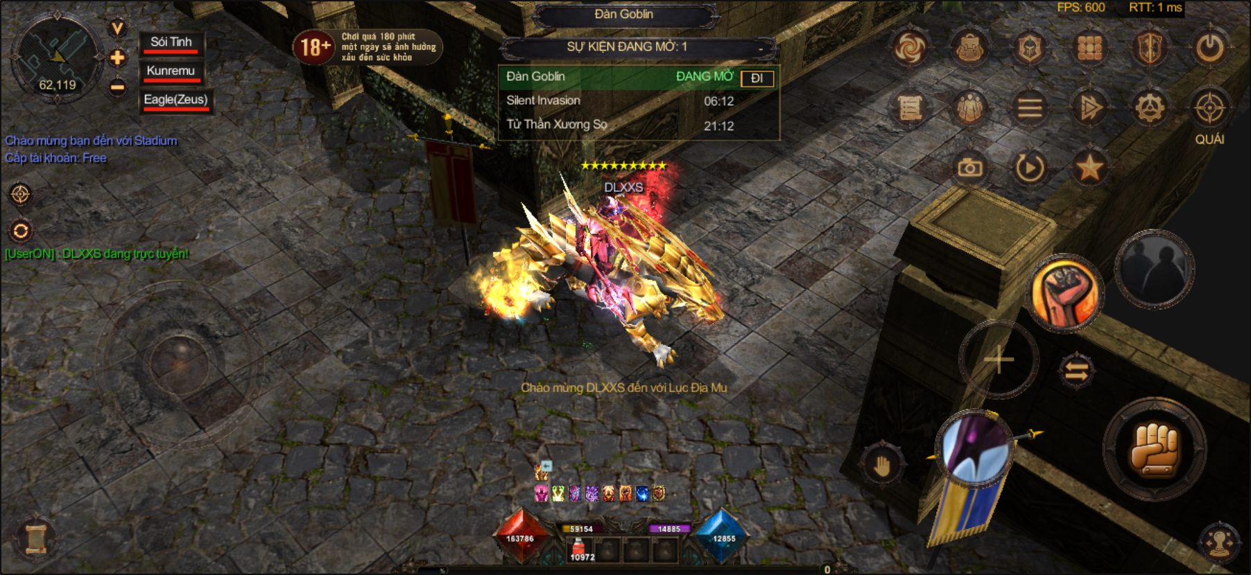 NOVA in-game screen on a phone, held in landscape
